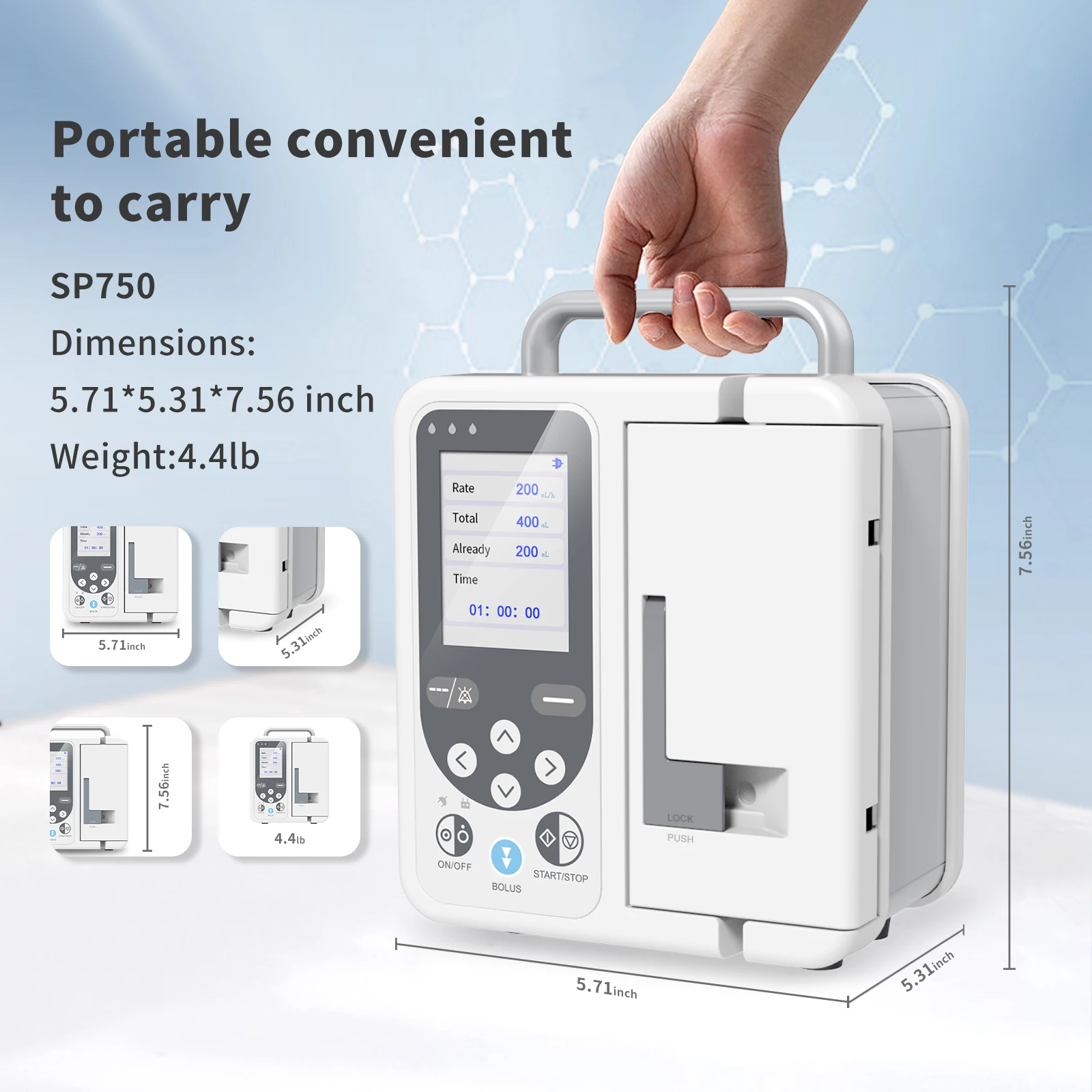 CONTEC-bomba de infusión veterinaria, Control de fluido estándar IV con alarma, SP750, clínica hospitalaria, uso preciso