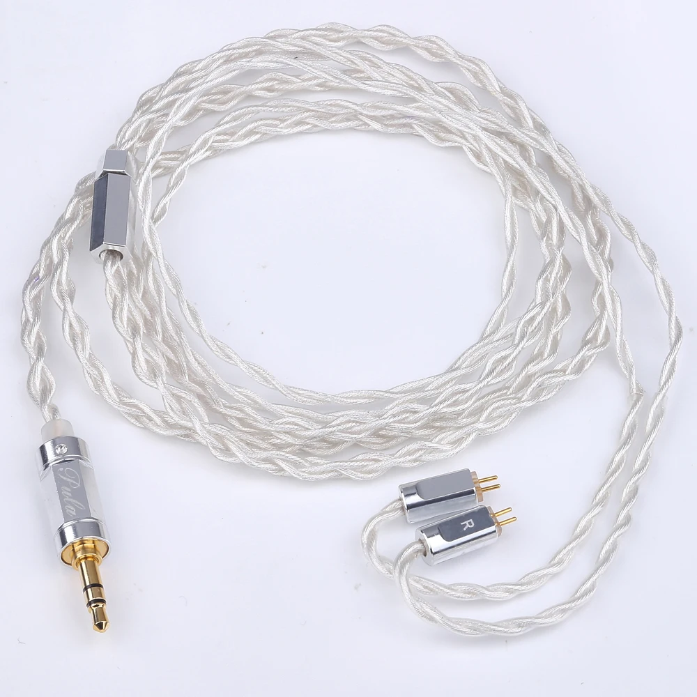 PULA-Cables de auriculares para Monitor de oído, 4 núcleos, cobre de alta pureza, chapado en plata, IEM HiFi, 2,5/3,5/4,4 MM, enchufe equilibrado MMCX de 2 pines