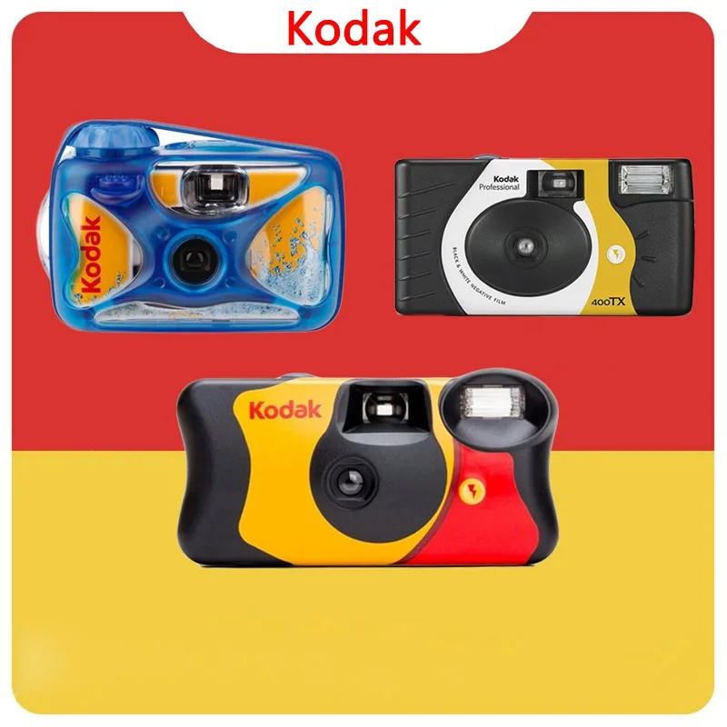 Cámara Desechable Clásica Original Kodak FunSaver/Daylight de un Solo Uso con Flash, Cámaras de Película Desechables de Apuntar y Disparar, 27 Hojas, 39 Hojas