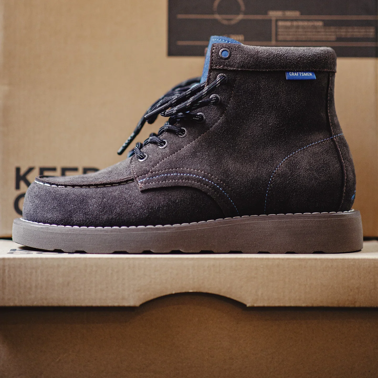 Maden Botas de trabajo de ante vacuno marrón vintage para hombre Botas de combate térmicas altas con cordones y suela gruesa para zapatos de otoño e invierno