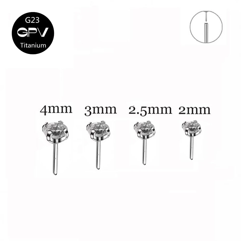 10 Uds G23 titanio 20g 18g 16g 14g Pin de empuje sin rosca Labret labio Piercing F136 cartílago de la oreja hélice Tragus Stud Piercing corporal