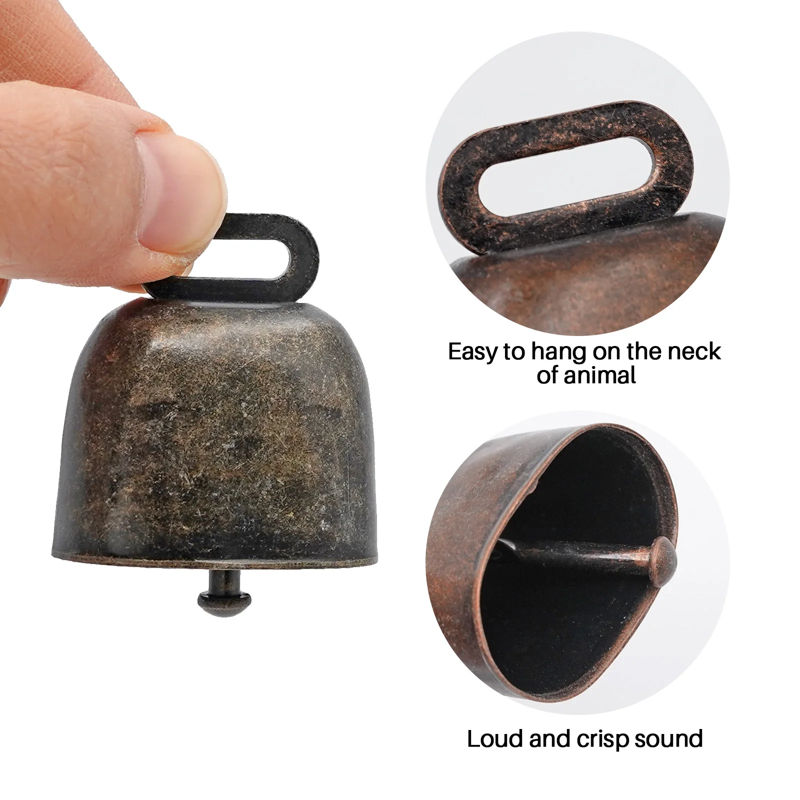 Campanas de cobre para gatos, perros, mascotas, decoración, campanas, perchas, campanas de hierro de Metal, fuerte, crujiente, más, vaca, caballo, ovejas, pastoreo