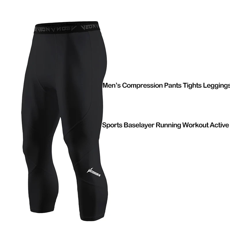 Medias suaves de compresión 3/4 para hombre, ropa deportiva, mallas de entrenamiento de secado rápido, pantalones atléticos para gimnasio, pantalones deportivos para correr