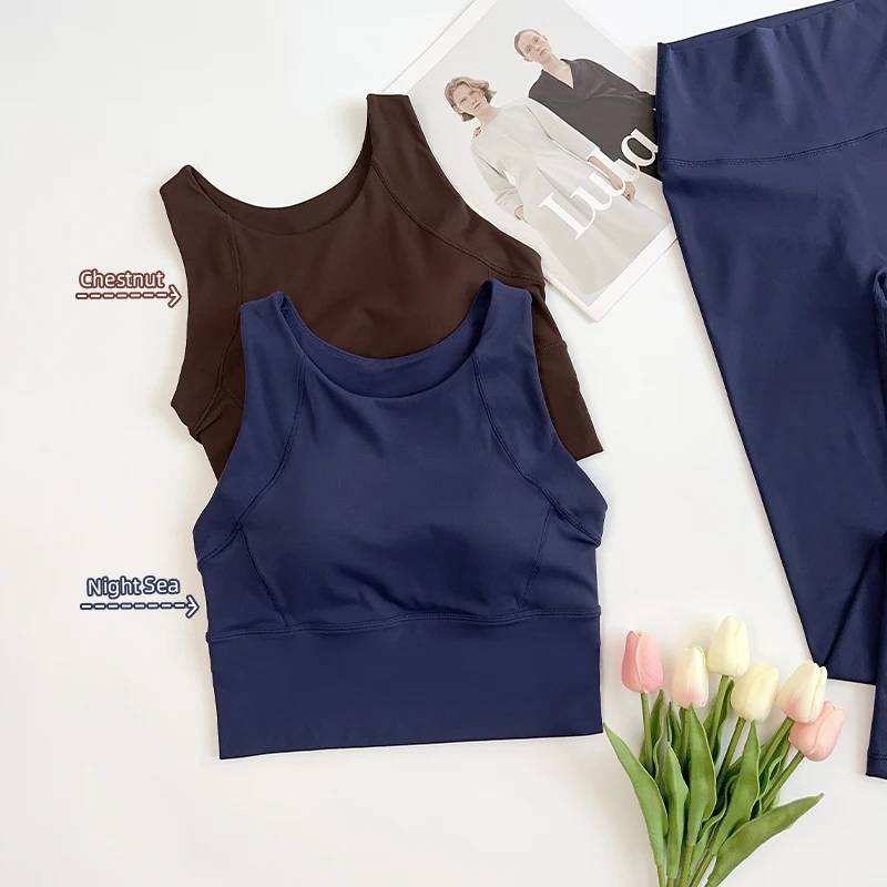 Ropa de Yoga de 2 piezas para mujer, conjunto de Yoga para gimnasio con tirantes cruzados en la espalda, Sujetador deportivo de realce, mallas de Yoga de cintura alta, ropa deportiva de entrenamiento