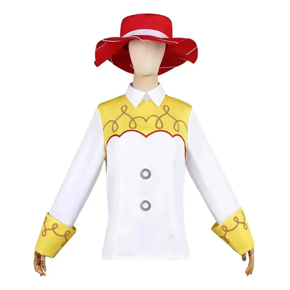 Disfraz de Cosplay de Jessie para Adultos de la Película "Movie Story", Estilo Vaquero con Camisa, Sombrero y Lazo, para Fiesta de Halloween, Unisex