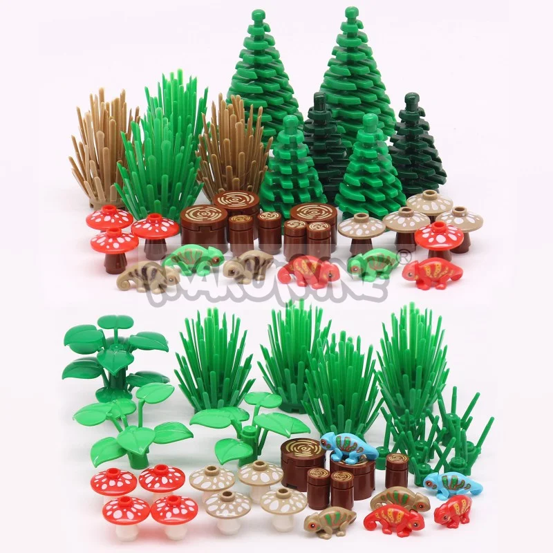 MARUMINE 48 UDS-54 Uds. Conjunto de accesorios de bloques de construcción MOC Jungle Garden City View piezas de modo de ladrillos lagartos 2435 3471 6064 14769