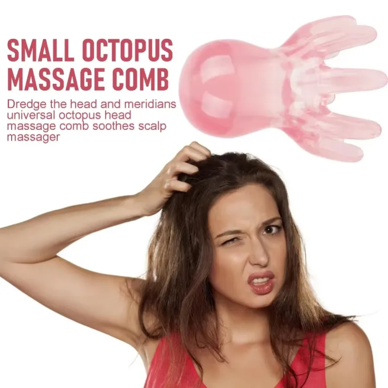 Peine de masaje Octopus para cabeza, cepillo de masaje para el cuero cabelludo, raspador de meridianos, peine de masaje Gua Sha para acupuntura y SPA, alivio de la fatiga