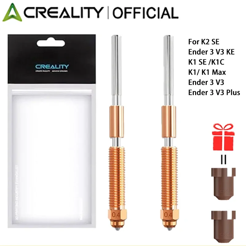 Boquilla Creality K2 SE de 0,4 mm, 2 unidades, boquilla de intercambio rápido Unicorn, para impresoras 3D Creality K1C/Ender 3 V3 Plus/3 V3/3 V3 SE KE