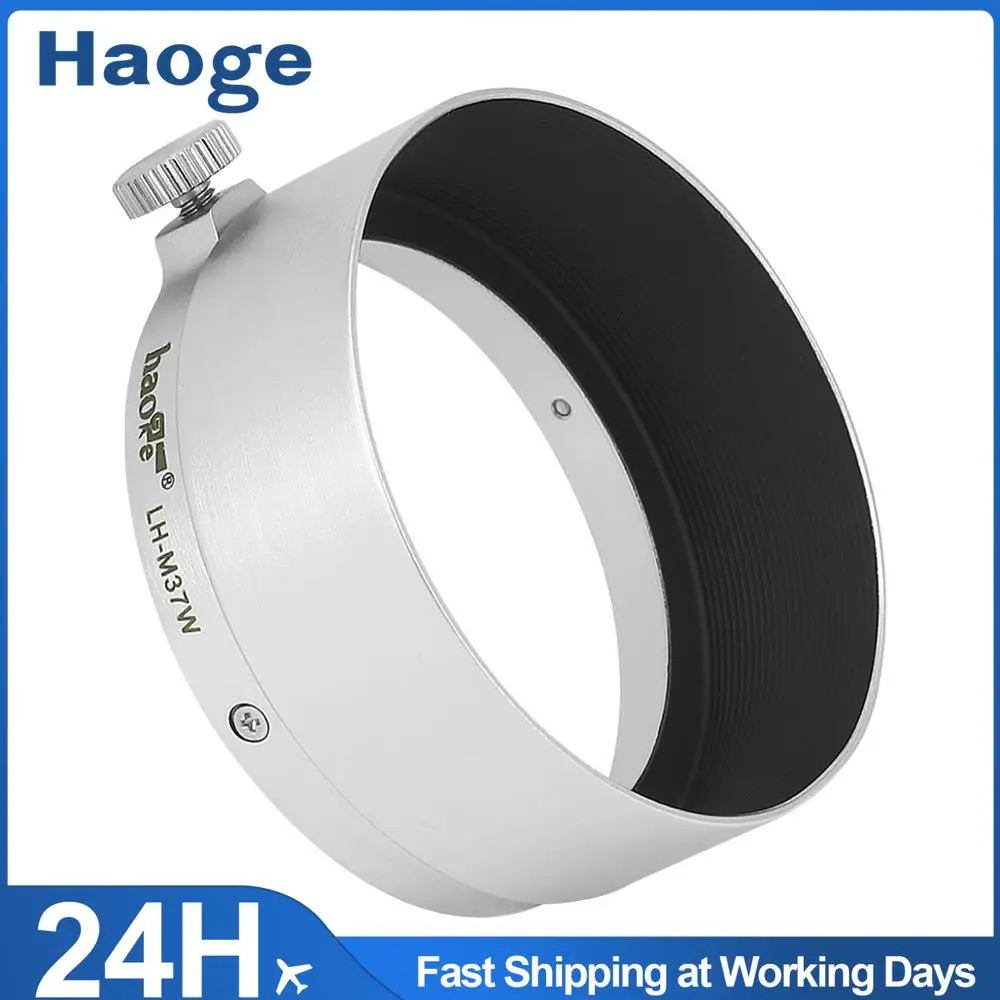 Haoge LH-M37W Parasol de metal para lente Leica Leitz Elmar 3.5cm 35mm f3.5 Reemplaza A36 Plata