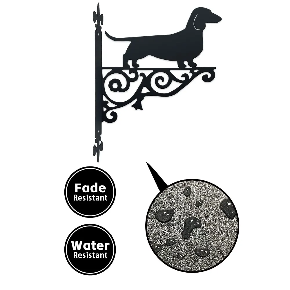 Soporte con silueta de dachshund elegante DDPNKL. Coloca plantas o decoración con un encanto canino. 25 cm de alto, se adapta a cualquier pared.
