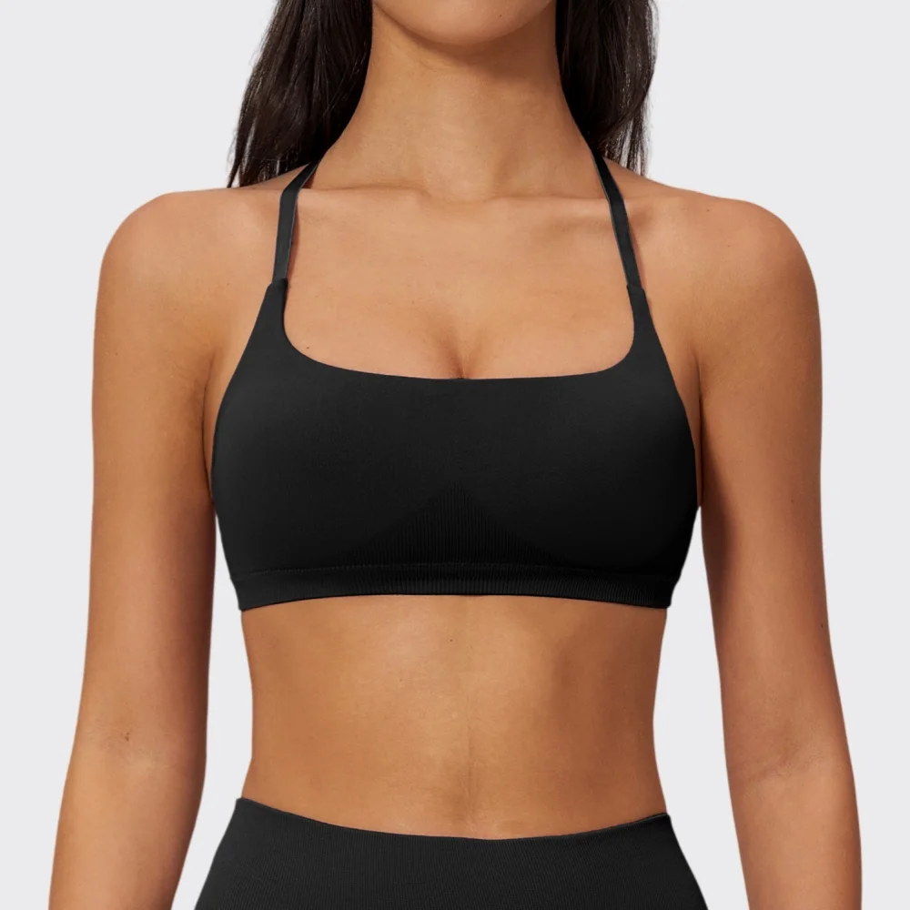 Sujetador deportivo sexy para mujer, top de gimnasio sin costuras, para entrenamiento, correr, yoga, con tirantes cruzados, ropa interior deportiva, push-up, para fitness y ejercicio.