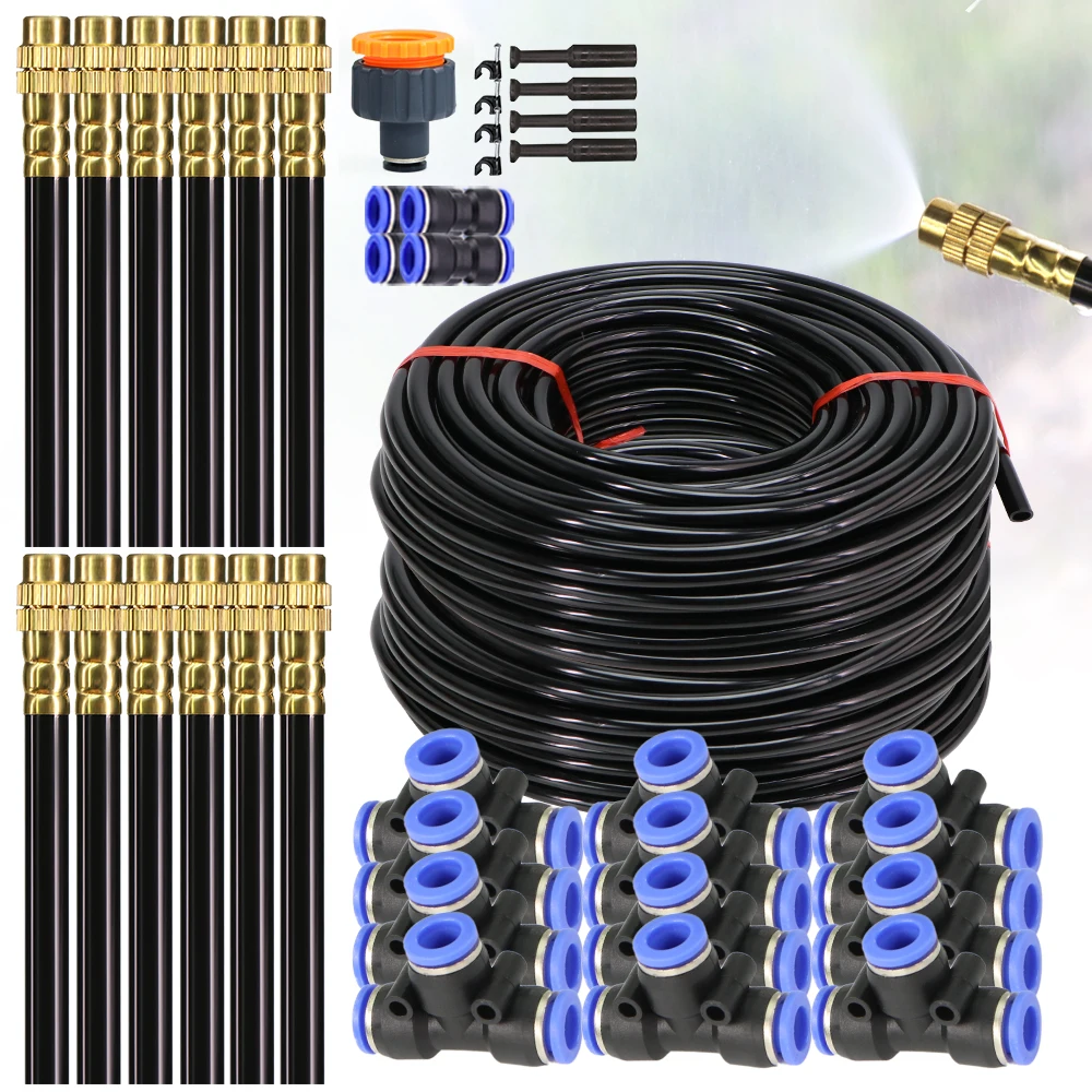 Kit de pulverizador Universal de flexión libre, manguera de 8mm, sistema de enfriamiento de nebulización para Patio, riego por nebulización de plantas de jardín, 30M-5M