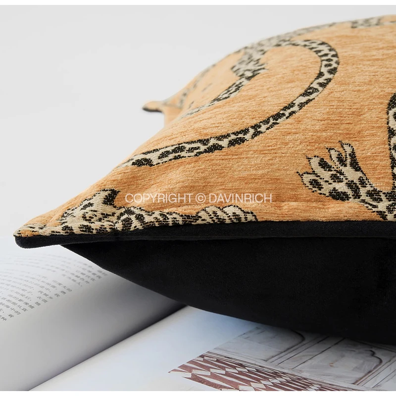 DAVINRICH-funda de almohada Lumbar con estampado de leopardo Medieval, cubierta de cojín de lujo, color verde, Colección Royal Menagerie