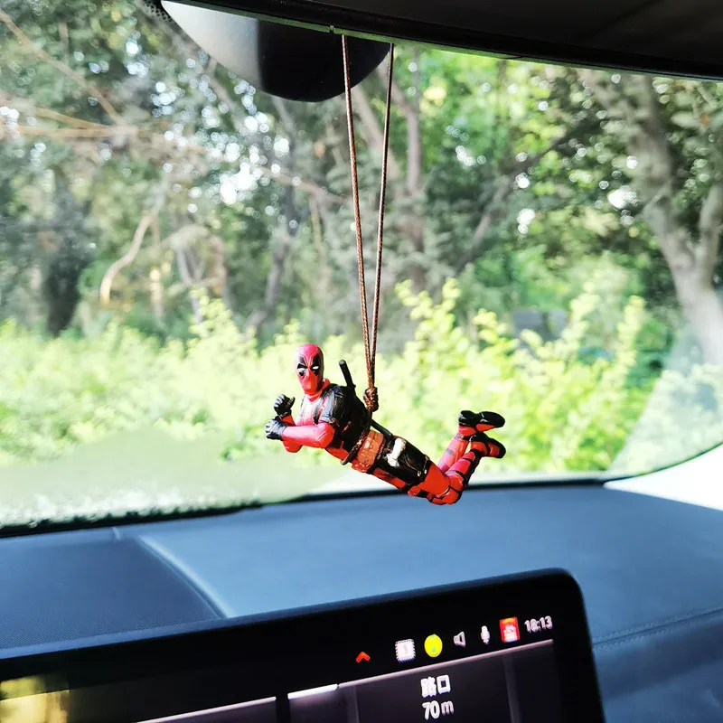 Figura de acción de Deadpool de Anime, decoración Interior de coche, juguetes, modelo sentado x-men, Mini figura colgante, accesorios de coche, regalo para niños