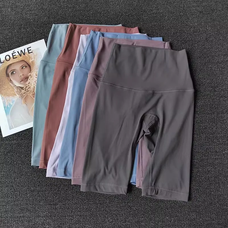 Pantalones cortos deportivos de Yoga para mujer, Shorts ajustados de ciclismo para mujer, pantalones cortos transpirables desnudos para correr, pantalones cortos de Fitness de cintura alta de secado rápido