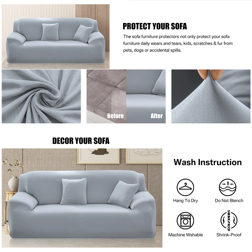 Fundas de sofá elásticas de Color sólido para sala de estar, cubiertas gruesas de esquina seccional, funda de sofá en forma de L, necesita comprar 2 piezas