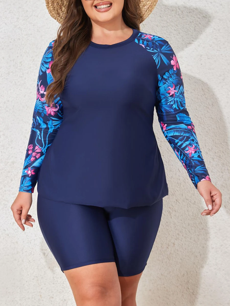 Traje de Surf de Manga Larga Talla Grande 2026, Traje de Baño de 2 Piezas para Mujer, Ropa de Baño Femenina, Traje de Natación, Ropa de Playa