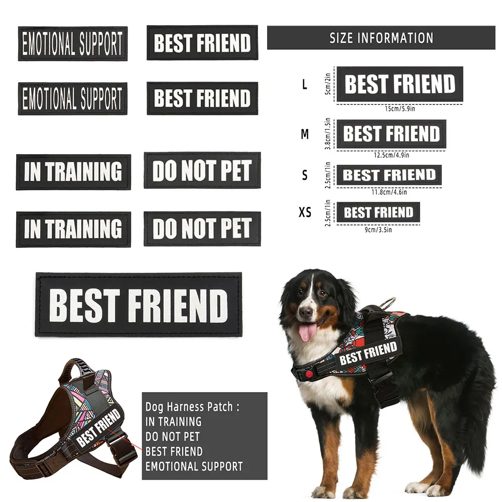 2 piezas de etiquetas laterales personalizadas con logotipo y nombre de perro para arnés y collar, parche reflectante personalizado con número de teléfono y función antipérdida para mascotas.