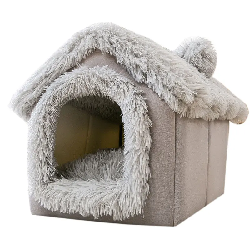 Perrera mediana para perros, casa para cachorros cómoda y suave para interiores, cama extraíble para perros pequeños, cueva, estera para dormir cálida para invierno, portátil