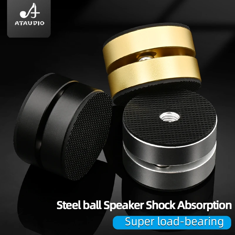 Altavoz HiFi con absorción de impacto, punta de aleación de aluminio, bola de acero, amortiguador antigolpes, soporte para pies, 4 Uds.