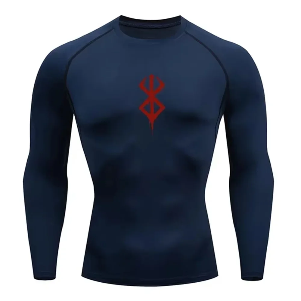 Camiseta de compresión para hombre, camisetas de Anime Berserk Guts para gimnasio, correr, Fitness, ropa deportiva ajustada, camiseta deportiva transpirable de manga larga