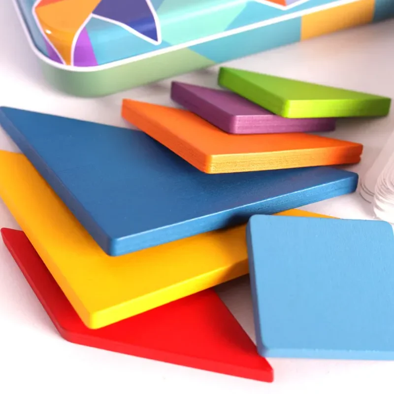 Rompecabezas de animales con diseño de madera 3D, juguete Tangram colorido para niños, juegos de clasificación de educación temprana Montessori, juguetes, regalo para niños