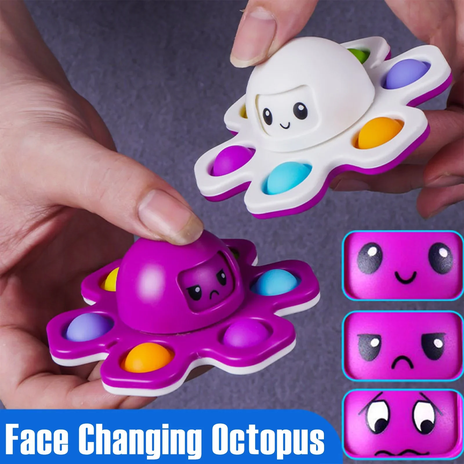1 pieza de nuevo spinner antiestrés con burbujas, juguete sensorial que cambia de cara, spinner push popete, juguetes antiestrés para niños.