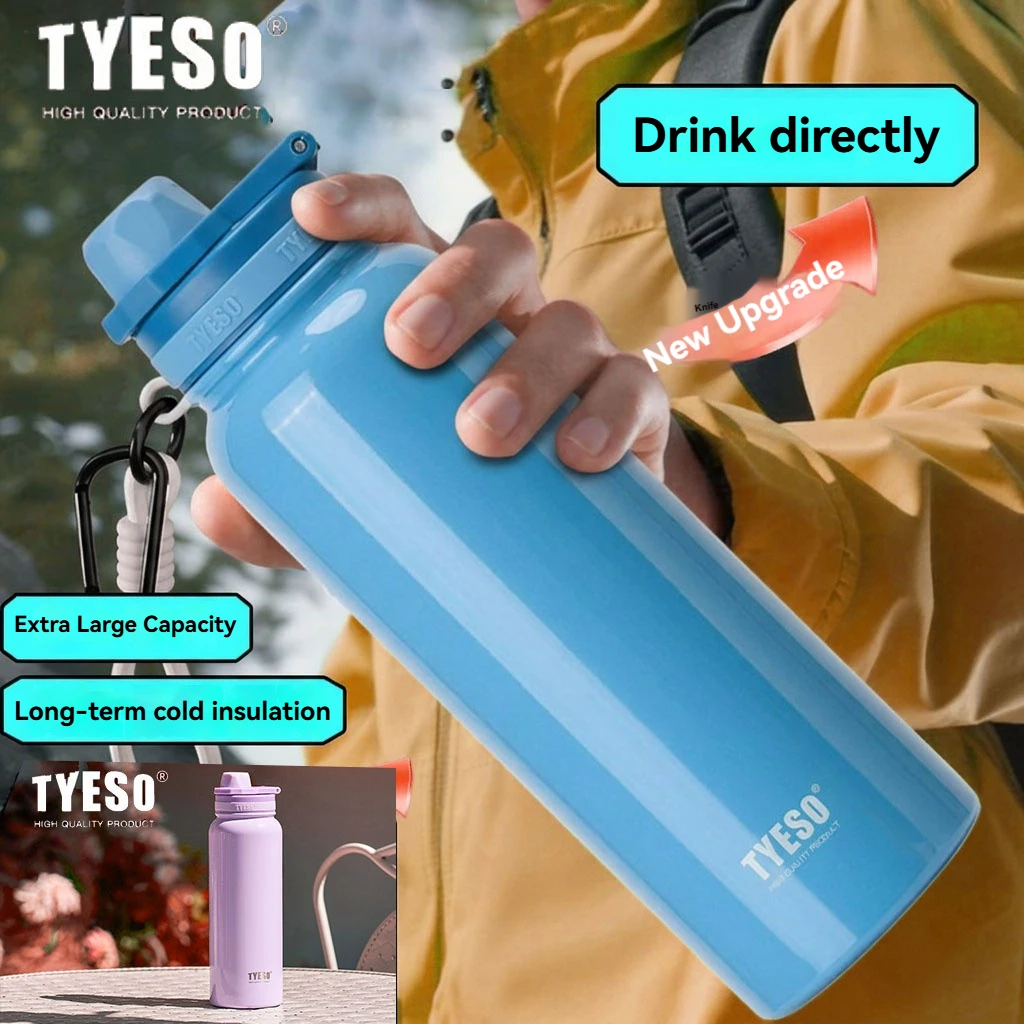 Botella Térmica TYESO, Termo para Auto, Vaso Aislado para Deportes al Aire Libre, Viajes, Termos de Acero Inoxidable, Taza Térmica