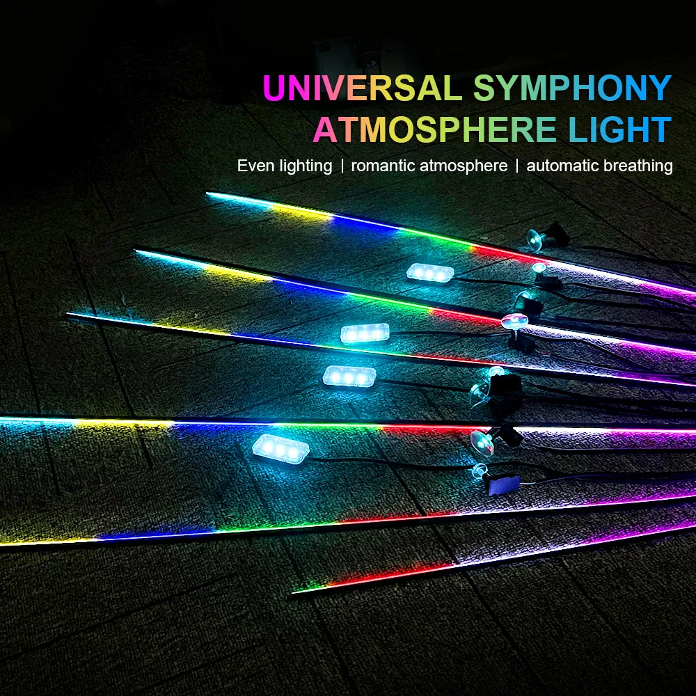 14 en 1 18 en 1 64 colores RGB Sinfonía atmósfera de coche Interior LED guía acrílica fibra óptica decoración Universal luces ambientales