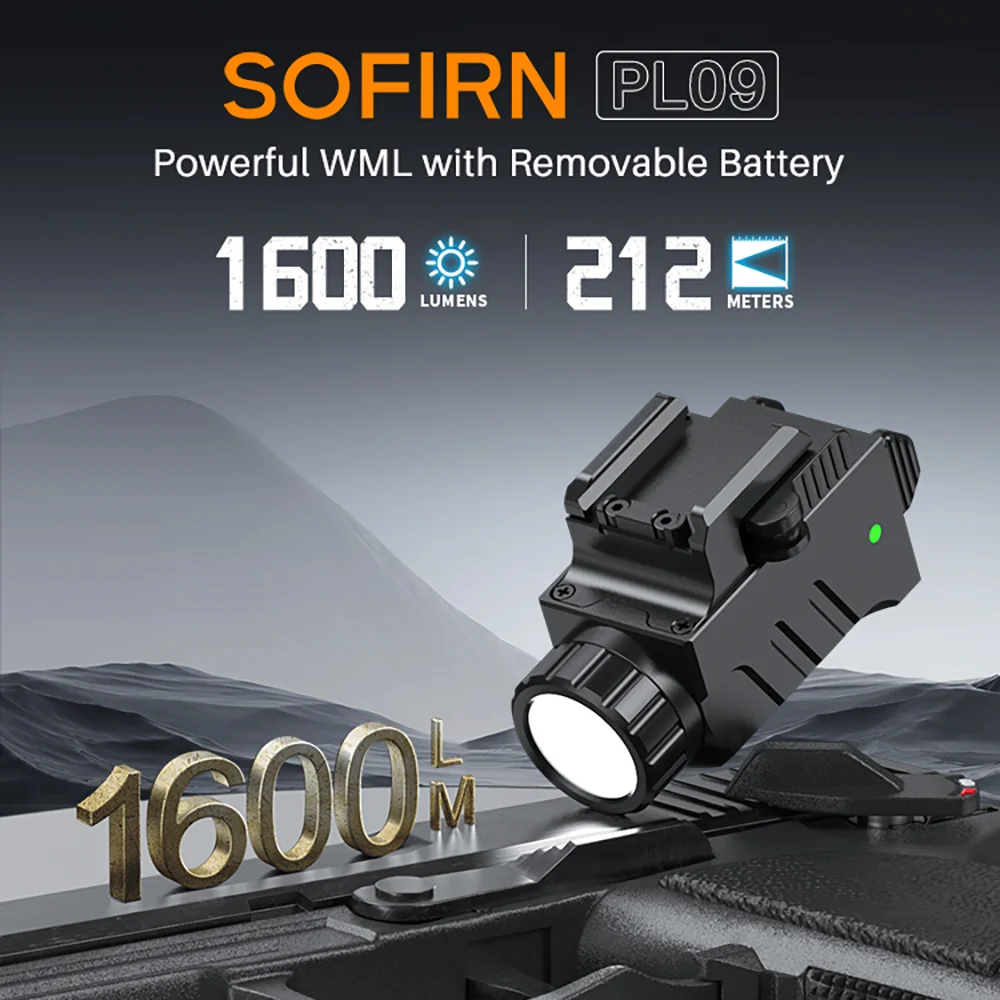 Linterna Táctica SOFIRN PL09 con Luz LED SST40 de 1600lm, Recargable, Ligera, de Alto Lumen con Modo Estroboscópico