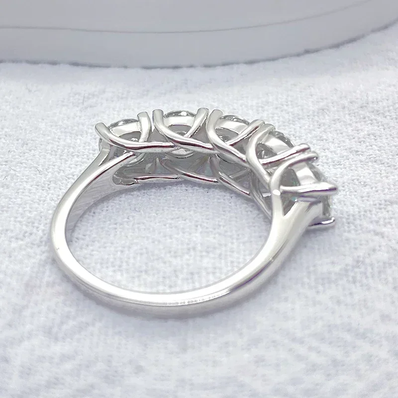 Anillo de Moissanita Completa NeeTim de 5mm y 6.5mm para Mujer, Plata de Ley S925, Anillo de Compromiso Eterno, Banda Brillante, Anillos de Boda, Joyería