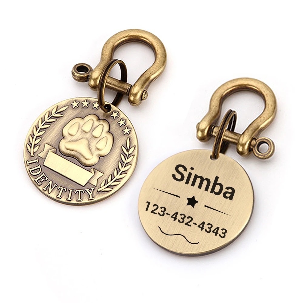 Etiquetas de identificación personalizadas para perros, placas de identificación para perros con grabado gratuito, collar personalizado para perros, etiqueta con nombre para gatos y perros, placa de identificación antipérdida para mascotas.