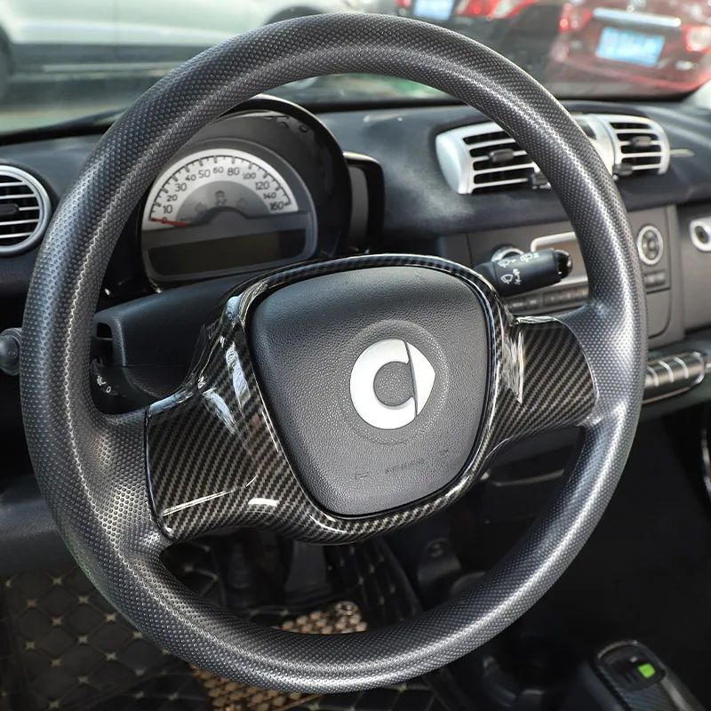 Para Mercedes-Benz Smart 451 Fortwo 2009-2015, Cubierta Decorativa de Fibra de Carbono ABS para Volante, Adhesivo para Accesorios de Auto