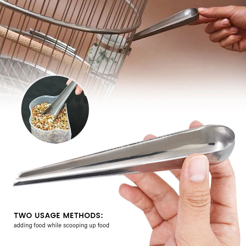 Cuchara de Acero Inoxidable para Alimentar Aves y Loros, Herramienta para Añadir Comida a la Jaula, Accesorio para Alimentación de Mascotas Pequeñas, 1 Pieza