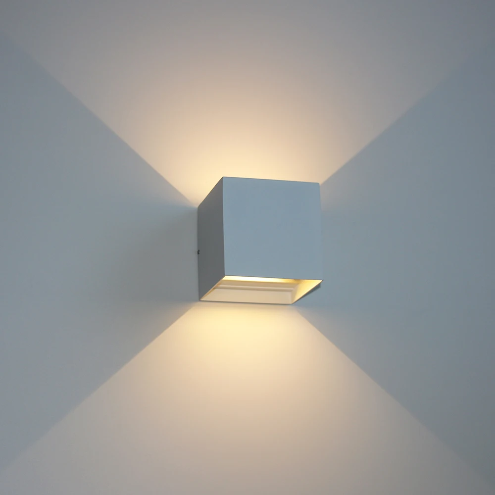 Lámpara de pared impermeable para exteriores, iluminación de pared cuadrada moderna de aluminio, negro, blanco y gris, lámpara para porche y patio, accesorio de pared Exterior