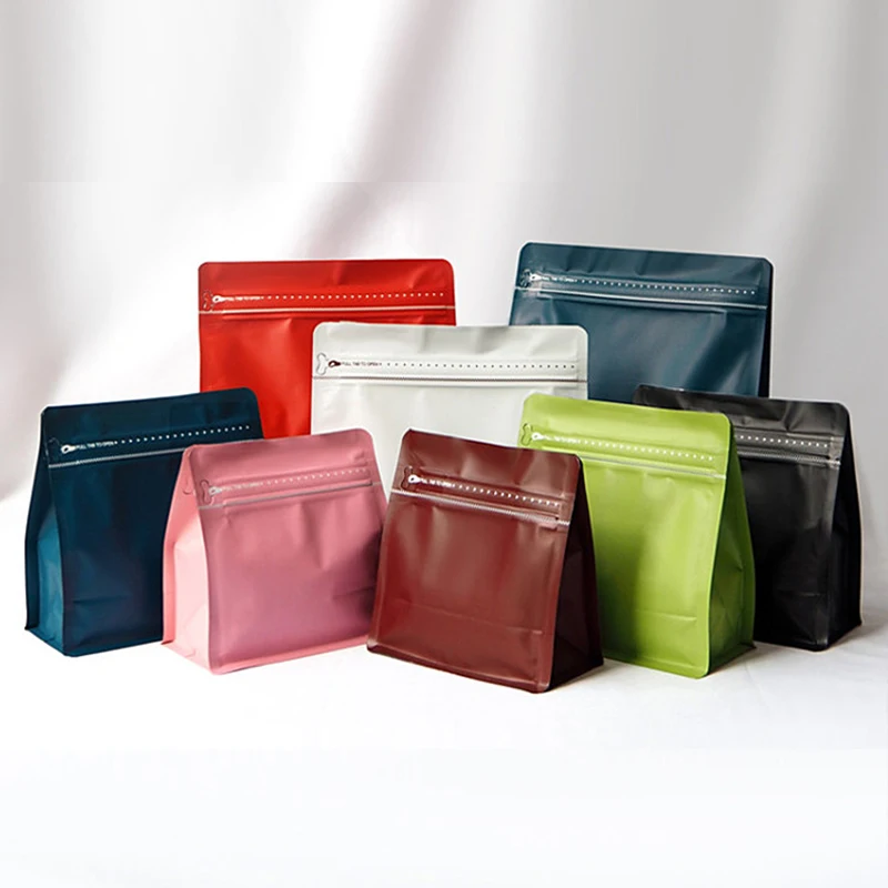 25 uds resellable espesar refuerzo lateral papel de aluminio válvula de bloqueo con cremallera bolsas con cremallera sellado térmico granos de café bolsas de embalaje de té