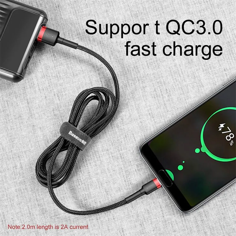 Cable Baseus USB tipo C para Huawei Honor Xiaomi Samsung cargador rápido cargador USB C cable de datos