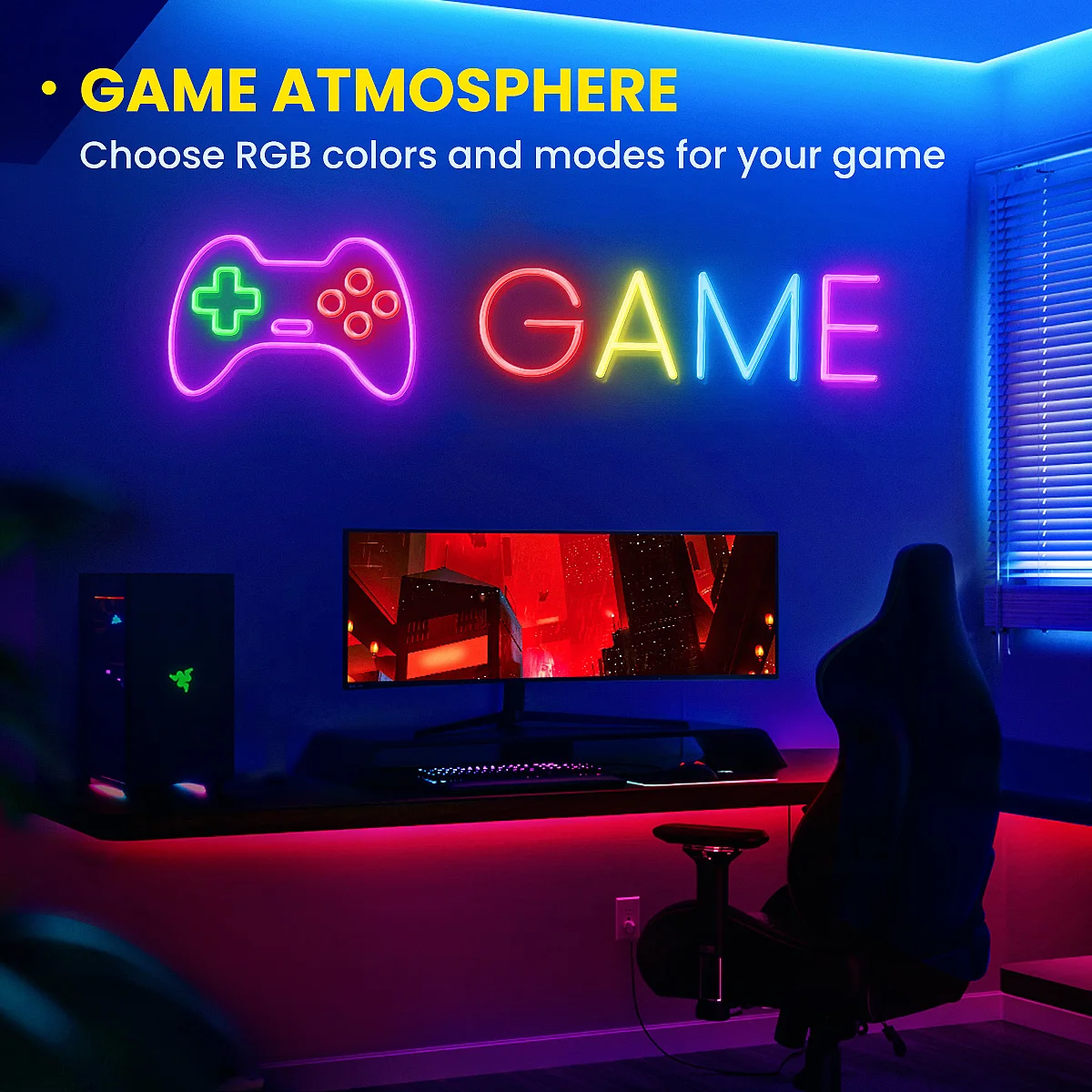 Tira de luces de neón flexibles RGB con aplicación/control remoto, múltiples modos, sincronización de música, lámpara de cuerda de neón con tira LED impermeable IP65