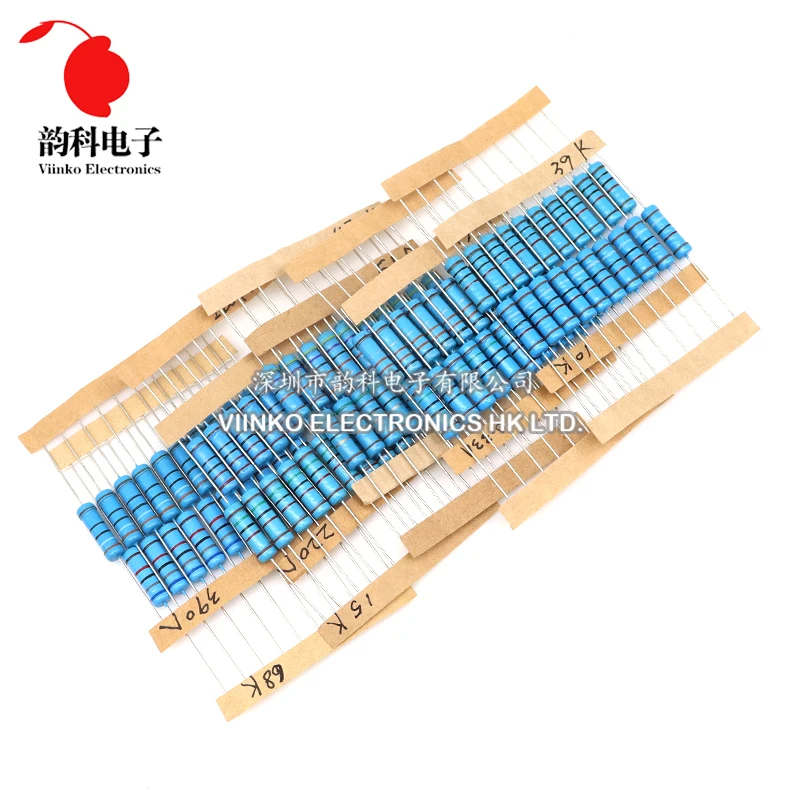 Kit de resistencias de película metálica de 640 piezas 2W 1% 0.33R - 1M ohm 64ValuesX10pcs Paquete surtido de resistencias