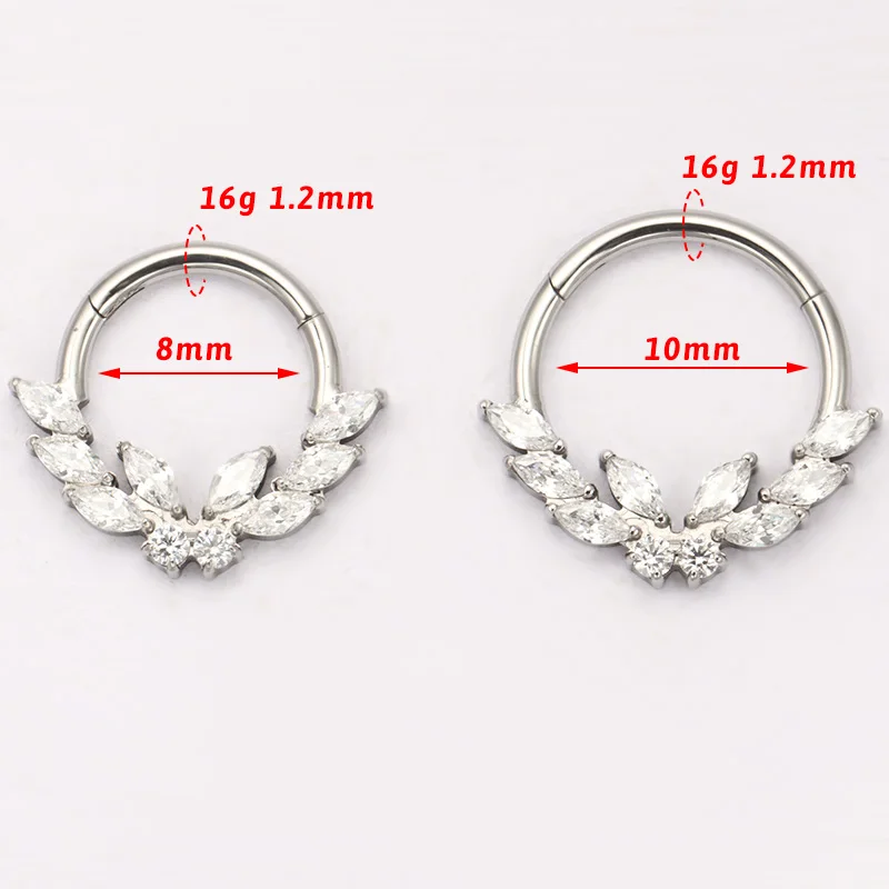 ASTM F136 titanio Laurel mariposa CZ segmento con bisagras nariz anillo Piercing 16G Seg Clicker tabique cartílago Tragus hélice pendiente