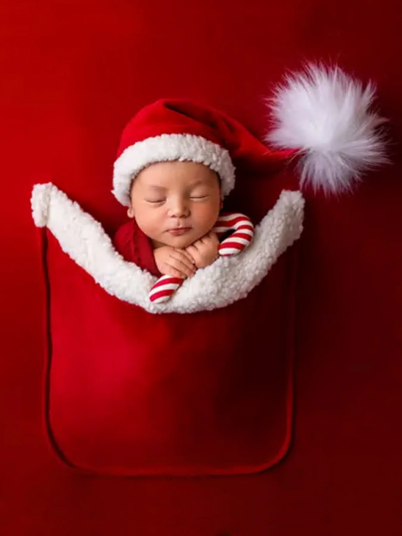 Conjunto de ropa de fotografía para recién nacido, sombrero de Navidad + tela de fondo de bolsillo, 2 uds., accesorio de utilería para fotografía de bebé, traje de Papá Noel