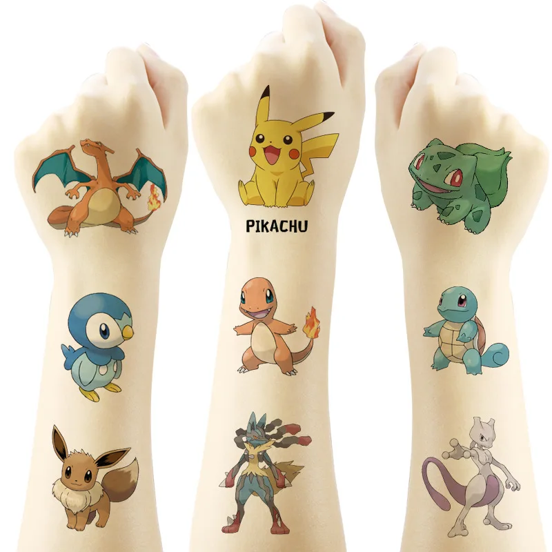 20 unids/set Pokemon Pikachu tatuaje pegatinas impermeable lindo Pikachu pegatina divertida niños niñas Navidad cumpleaños regalo recompensa juguete