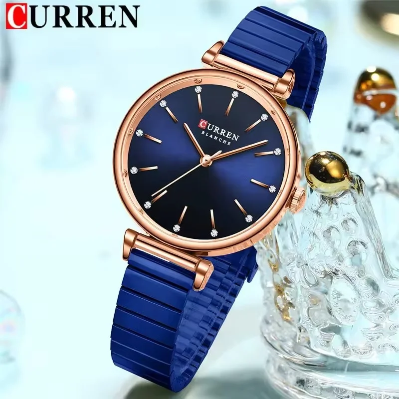 CURREN 9081 Reloj de Cuarzo Elegante y Sofisticado para Mujer, Resistente al Agua, Correa de Acero Inoxidable, Reloj de Negocios para Mujer, Relojes de Mujer