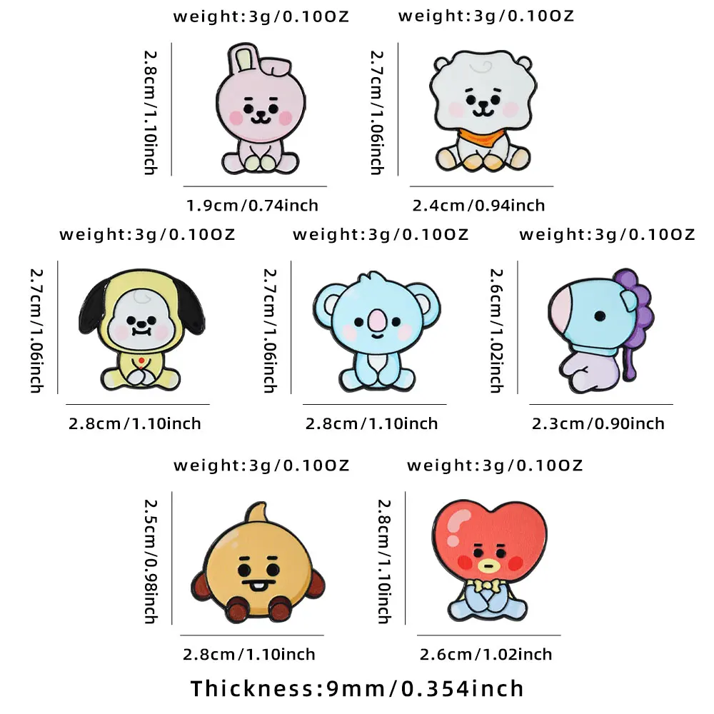 Set de 7 Broches de Esmalte con Personajes de Anime y Kpop, para Mochilas, Ropa, Accesorios, Joyería, Regalos para Fans