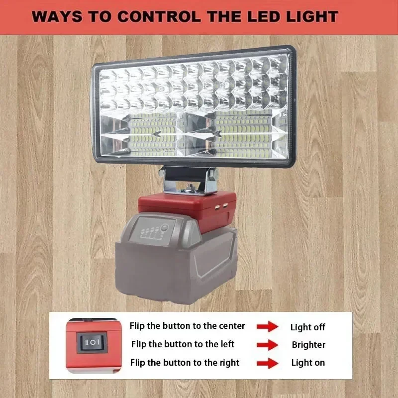 Foco de luz Led de 8 pulgadas para trabajo al aire libre, lámpara de emergencia portátil para pesca, Dewalt, Milwaukee, Makita, batería Bosch de 18V