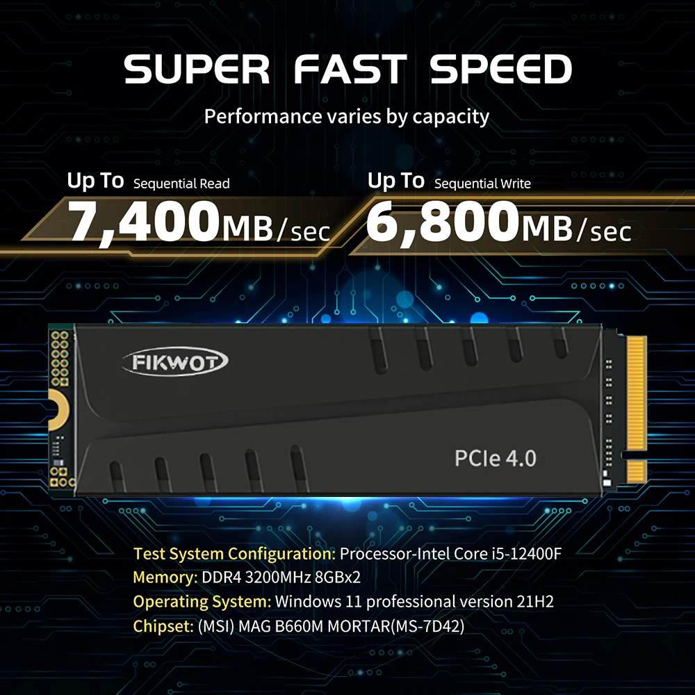 Unidad de estado sólido interna M.2 NVMe Fikwot FN970 M.2 2280 SSD 512GB 1TB 2TB 4TB 7400MB/s PCIe 4.0X4 para PS5, ordenador de sobremesa y portátil