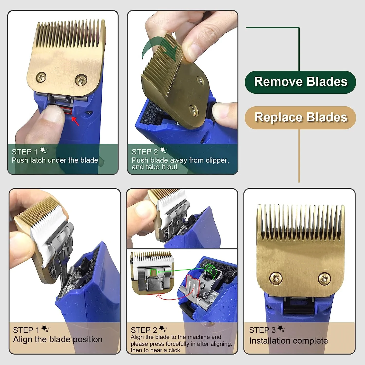 Cizalla eléctrica desmontable para mascotas 4F/5F/7F/10/15, hoja de acero inoxidable, Compatible con Andis, Oster A5, Wahl KM Series