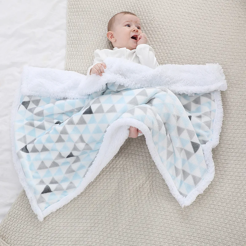 Manta de bebé de lana cálida térmica para recién nacido, cubierta suave para dormir, ropa de cama infantil, manta envolvente, manta gruesa lavable suave, colcha