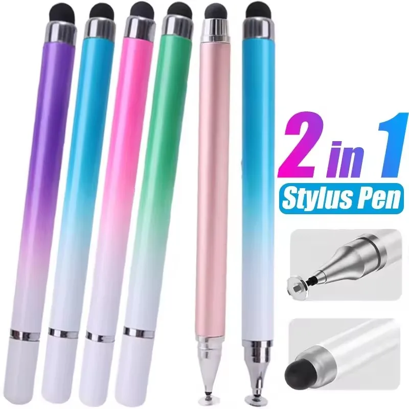 Lápiz óptico Universal 2 en 1 para tableta móvil, Android, IOS, teléfono, accesorios para iPad, bolígrafos para tableta de dibujo, lápiz táctil de pantalla capacitiva