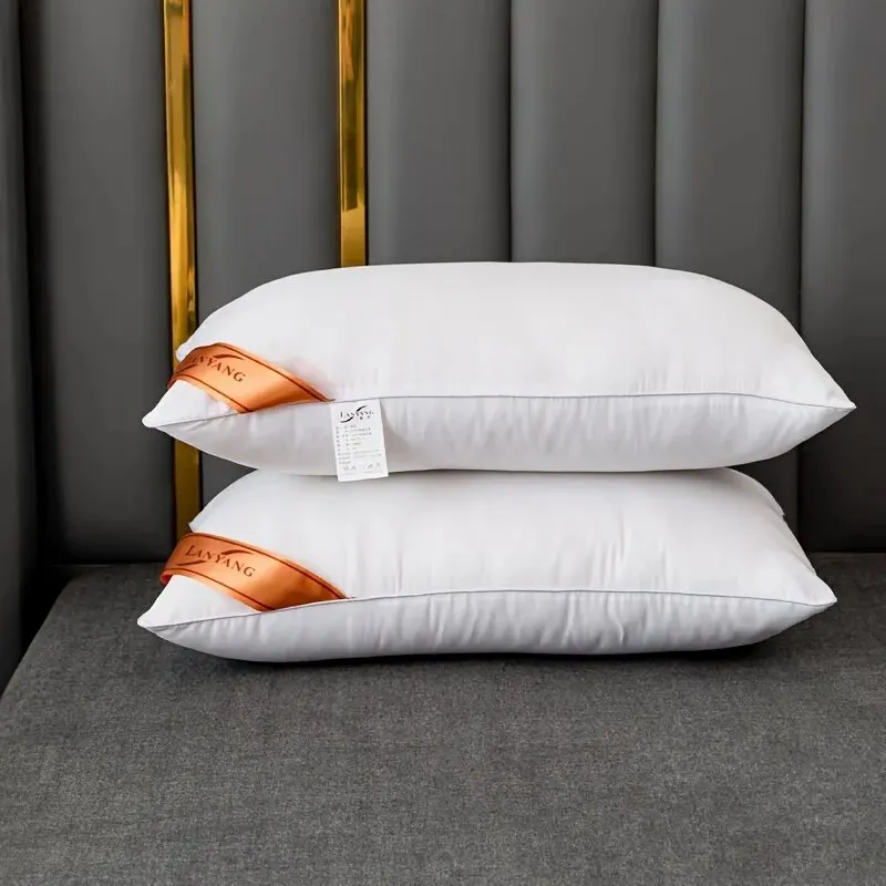 Almohada blanca de rebote para espalda, Color sólido, suave y cómoda, para dormitorio, cama, sueño, 5 estrellas, Hotel, hogar, almohada individual para adultos, 1 ud.